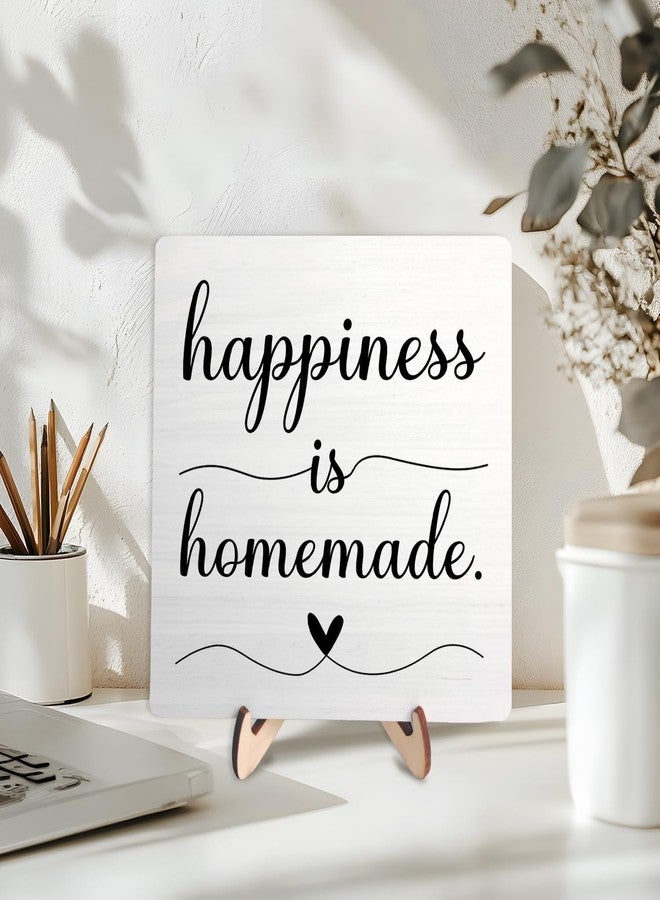 DMADNF Kitchen Decor Sign, Funny Modern Farmhouse Tabletop Decor, Rustic Wood & Metal Plaque, Happiness is Homemade, 5.9 x 5.9 Inch (White-Homemade) - Image 3